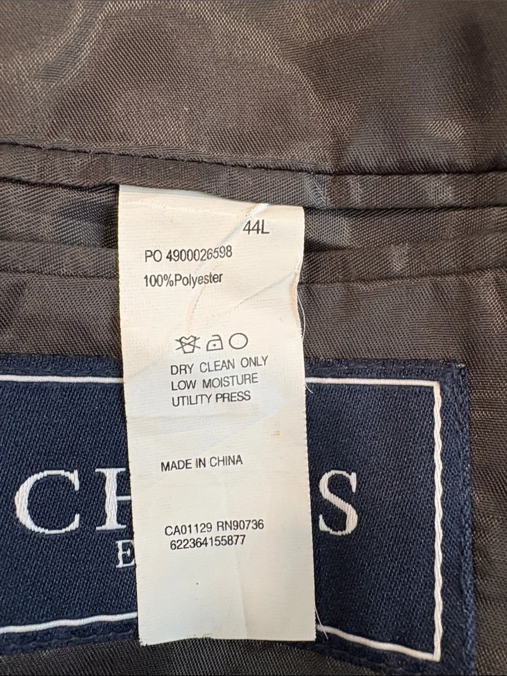 Chaps Ralph Lauren Men's Charcoal Velvet Blazer Sport Coat 44L